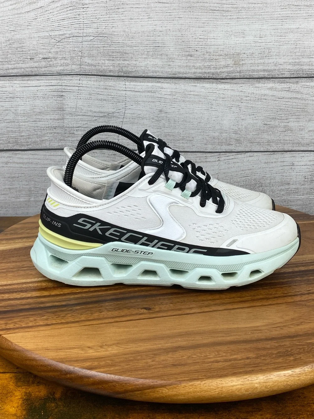 Skechers Slip-ins Glide Step Altus White Blue Running Shoes Women’s Size 7